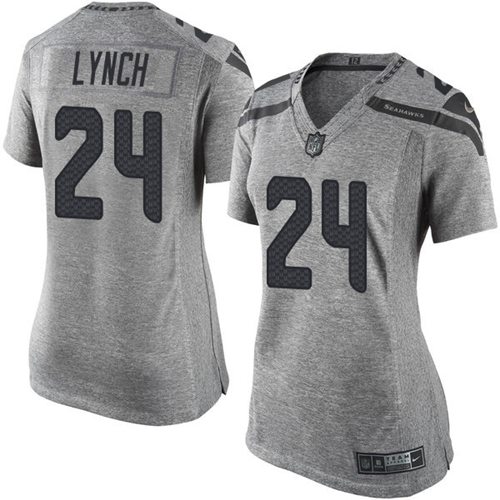 Nike Seahawks #24 Marshawn Lynch Gray Women's Stitched NFL Limited Gridiron Gray Jersey